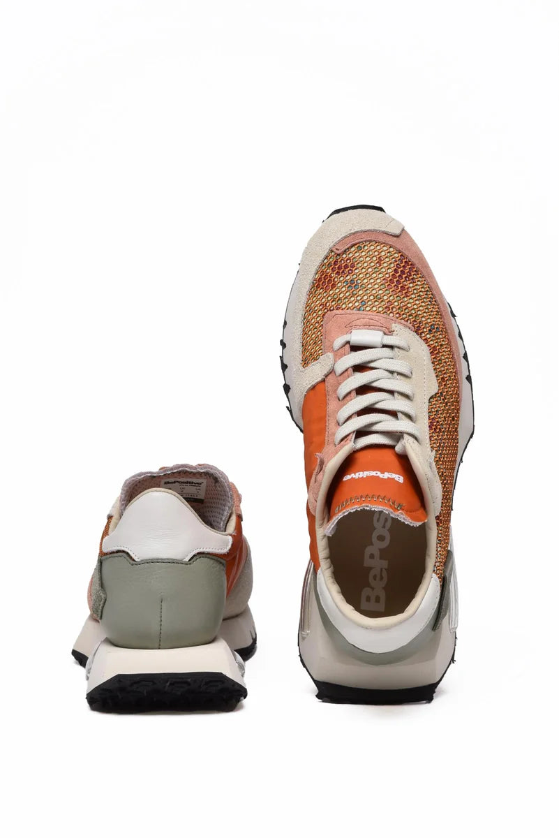 Leather/Polyester Sneakers - Orange