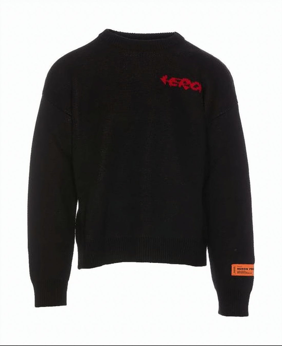 Relaxed Fit Black Knit Sweater With Unique Graphic Accents