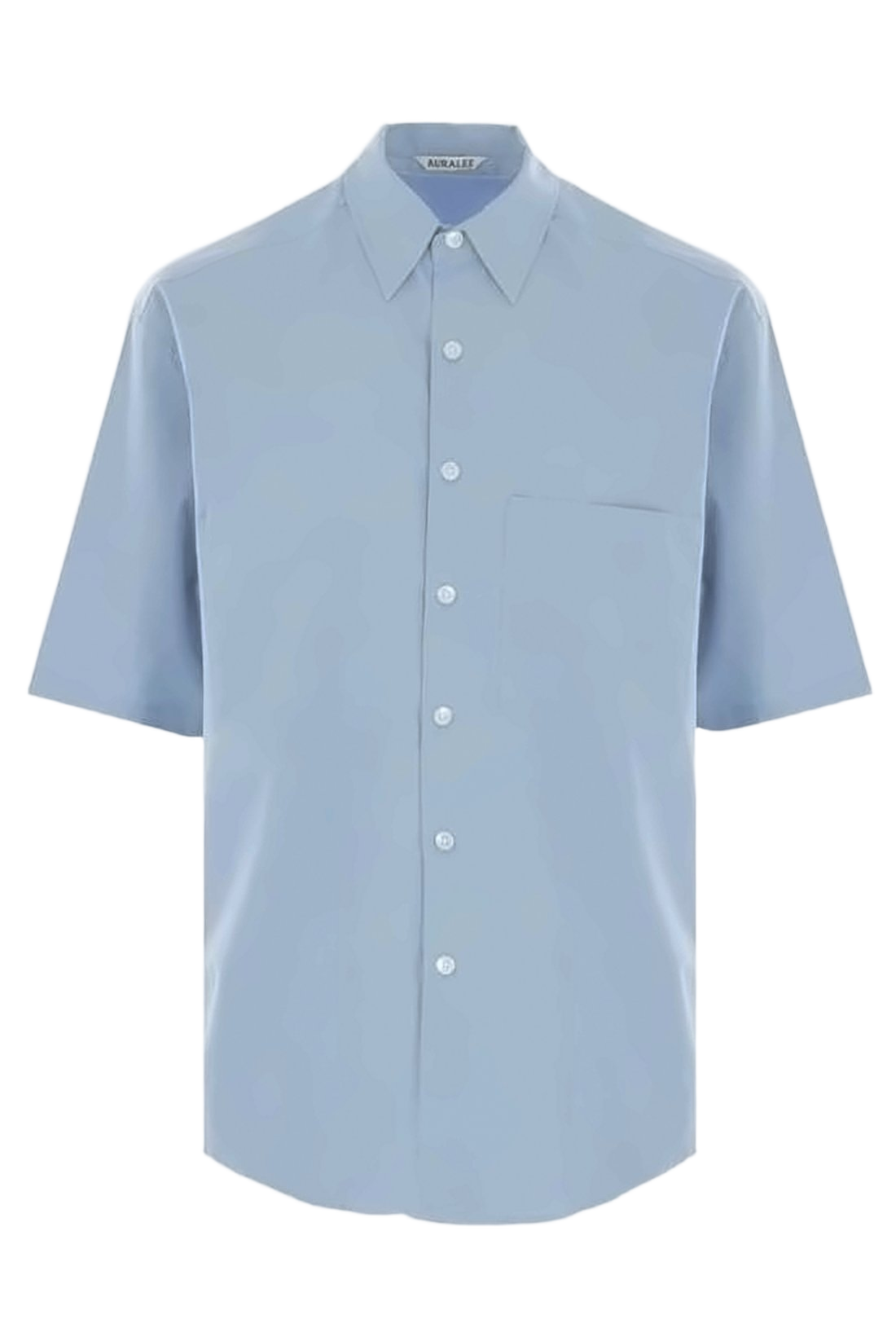 Short-Sleeved Blue Shirt with Classic Collar