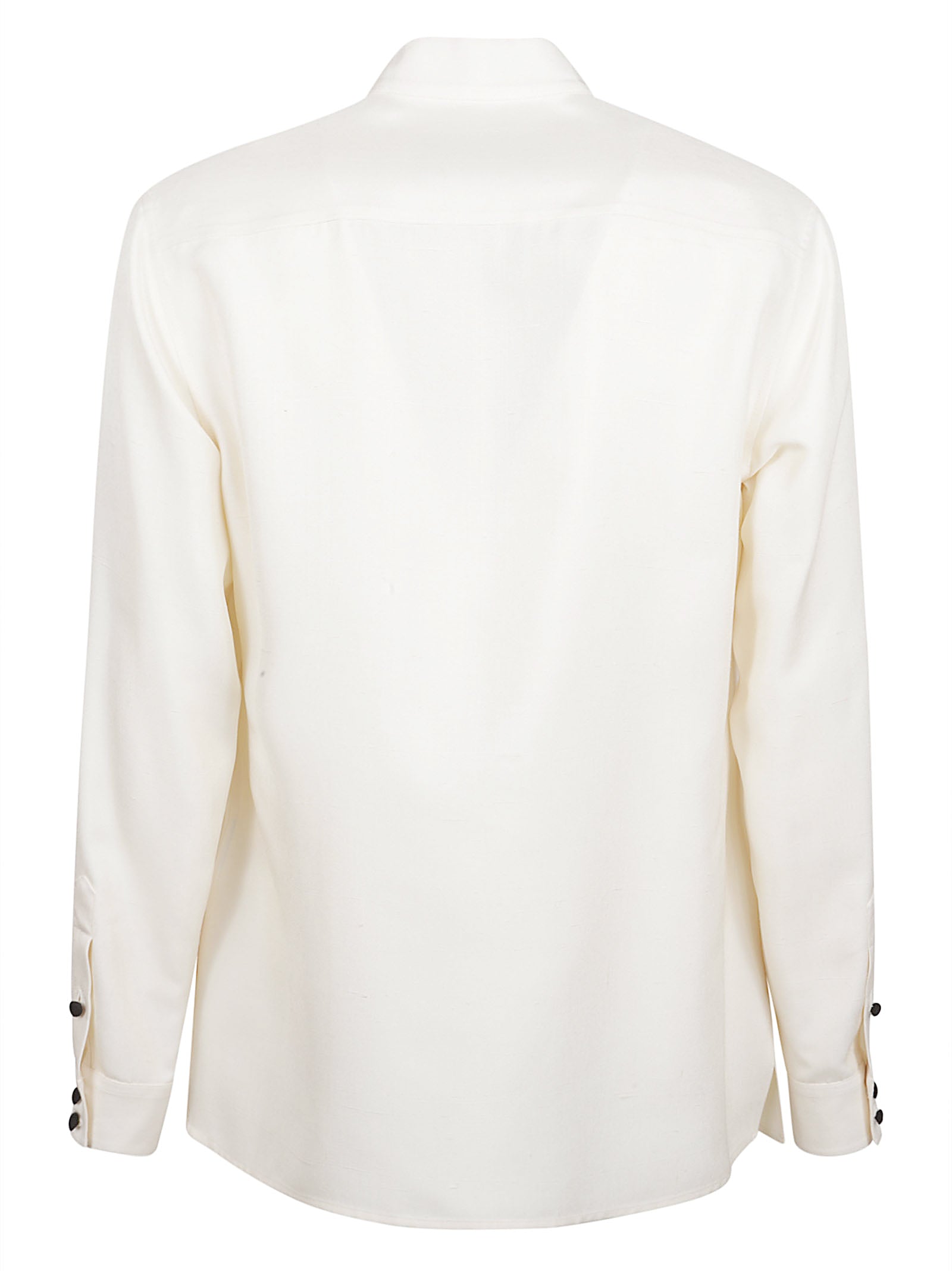 Silk Shantung Shirt with Mandarin Collar
