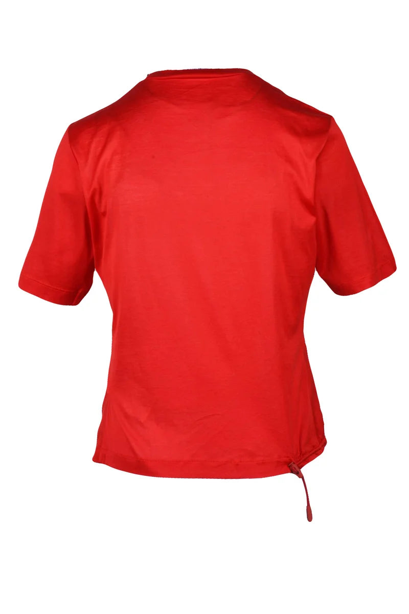 Asymmetrical Hem Red T-Shirt