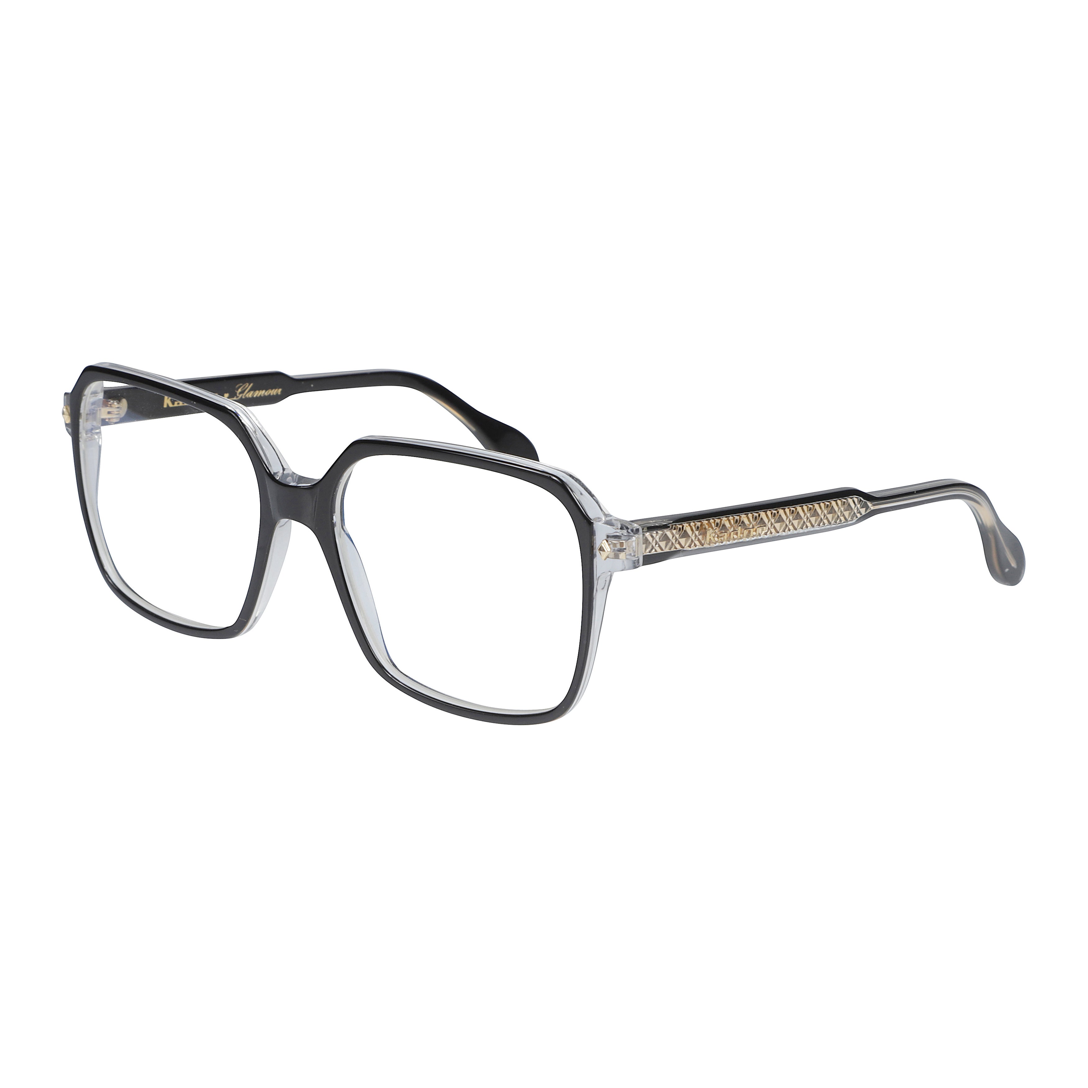 Lisa Glamour/N Oversized Square Frame Eyeglasses with Gold Detailing