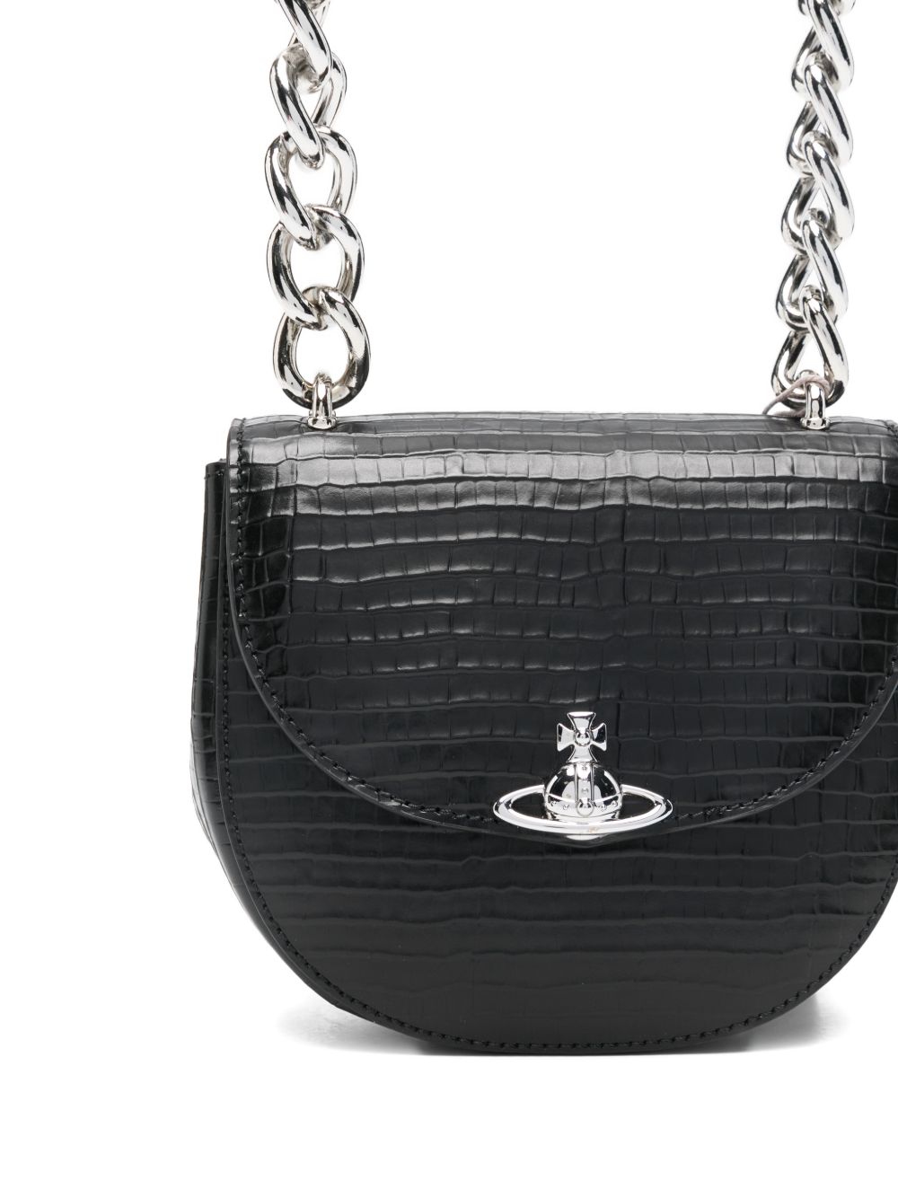 Croc-Embossed Shoulder Bag
