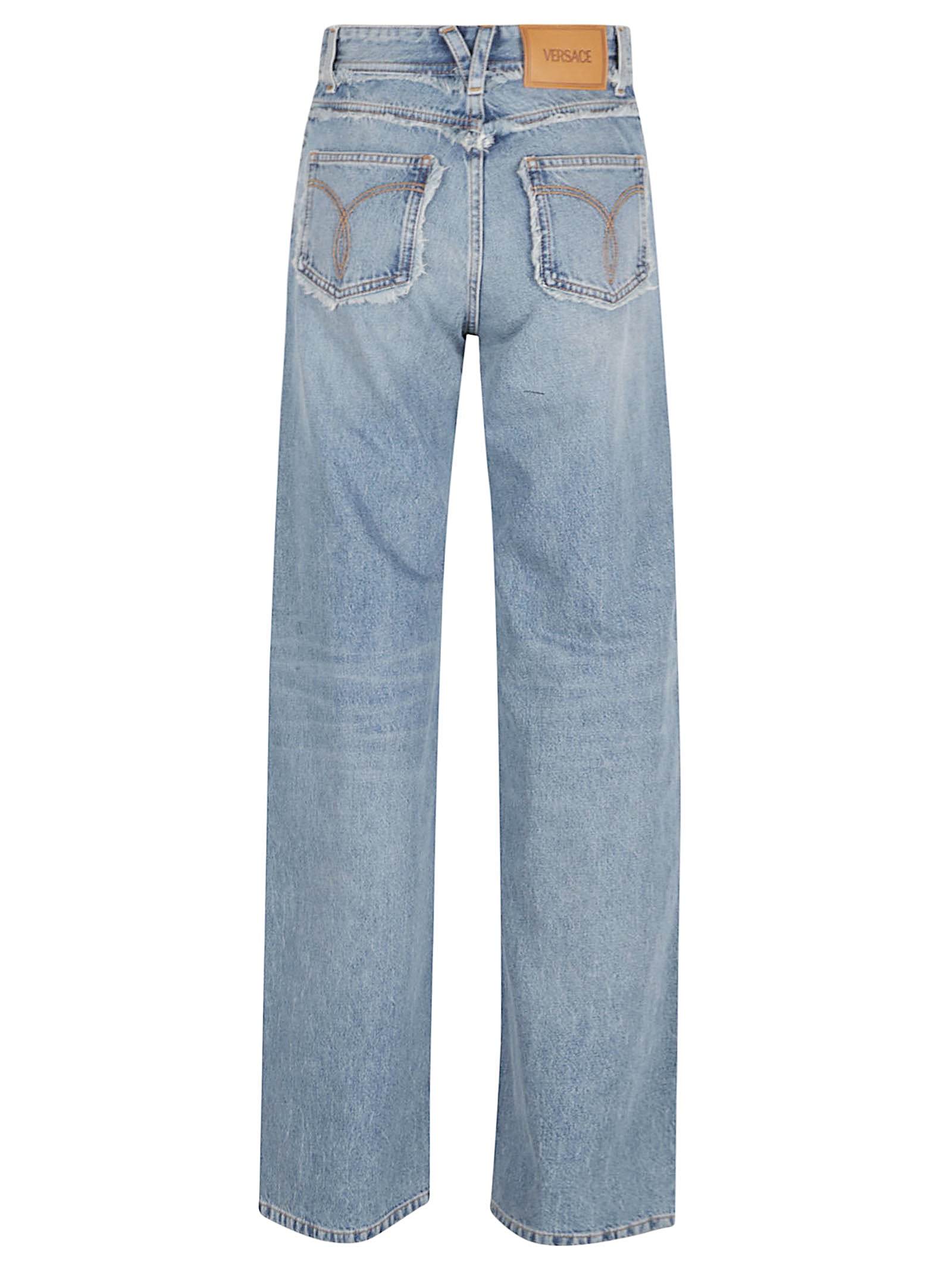 Stonewashed Cotton Denim Boyfriend Jeans