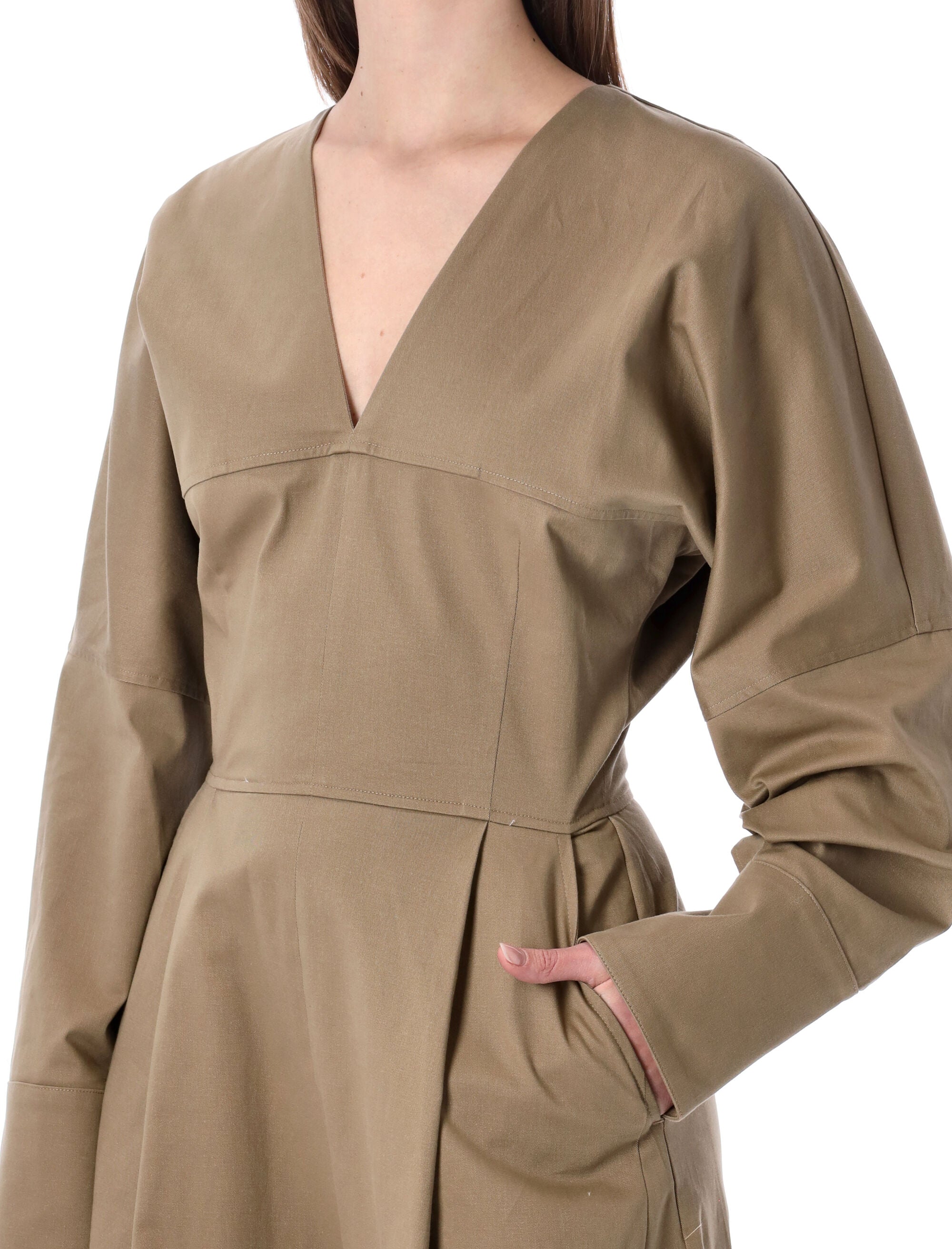 Cotton Long Jumpsuit With V-Neck