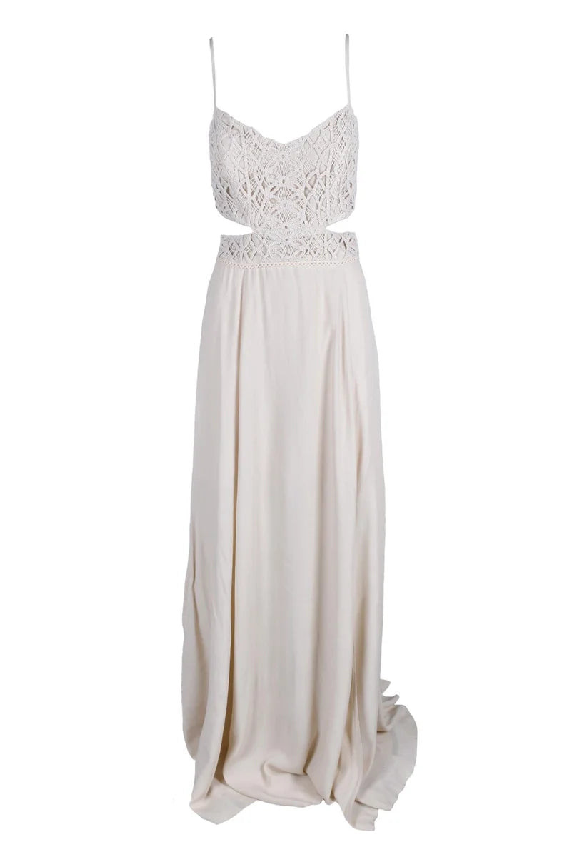 Long Dress Macramé - White