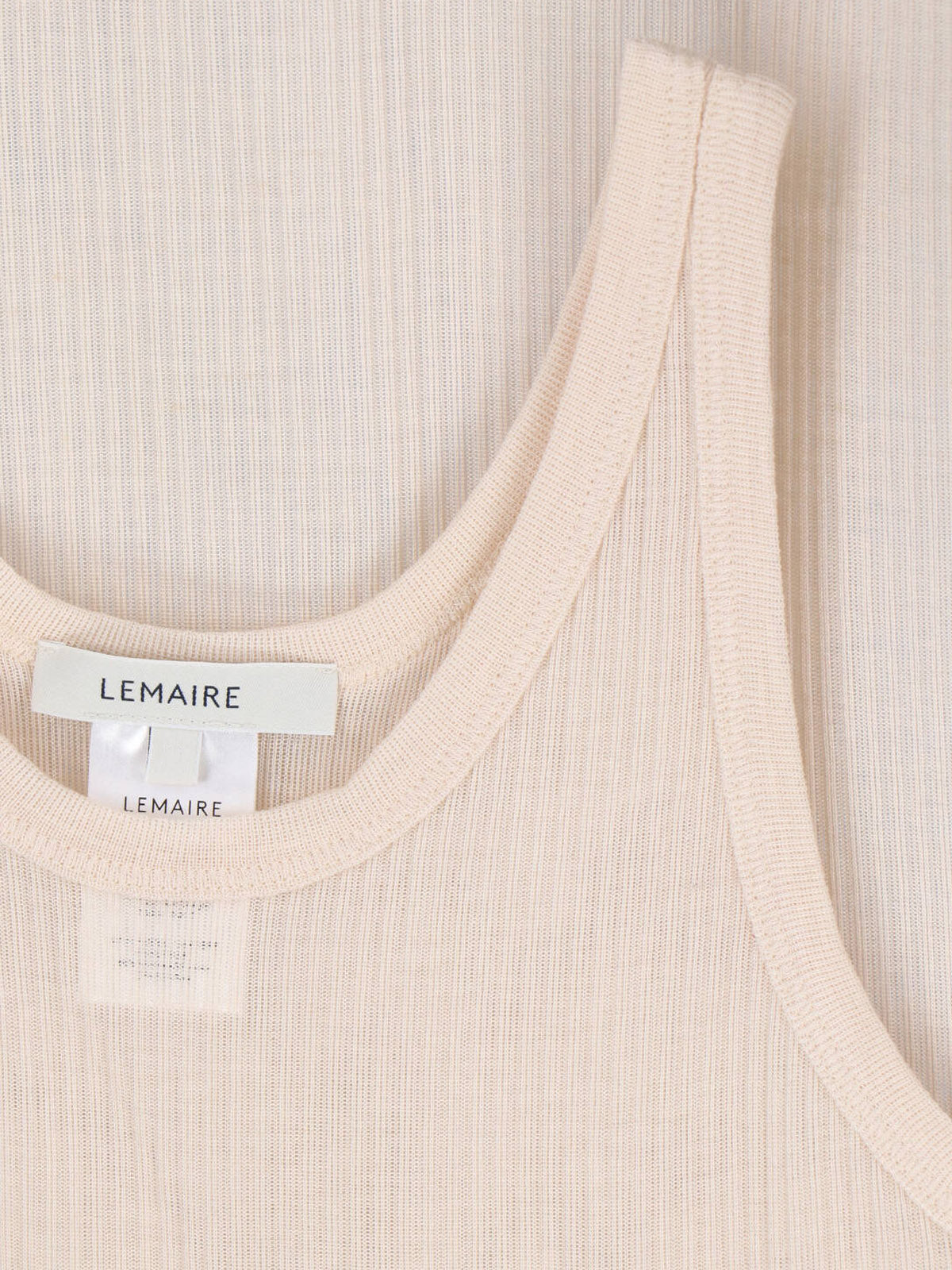 Cream Ribbed Silk Blend Minimalist Top