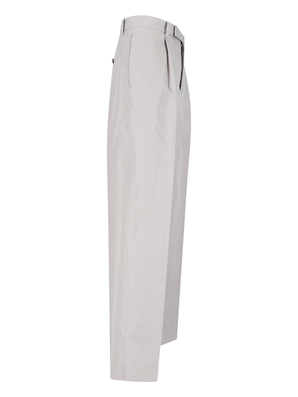 Grey High-Waisted Tailored Wide-Leg Trousers
