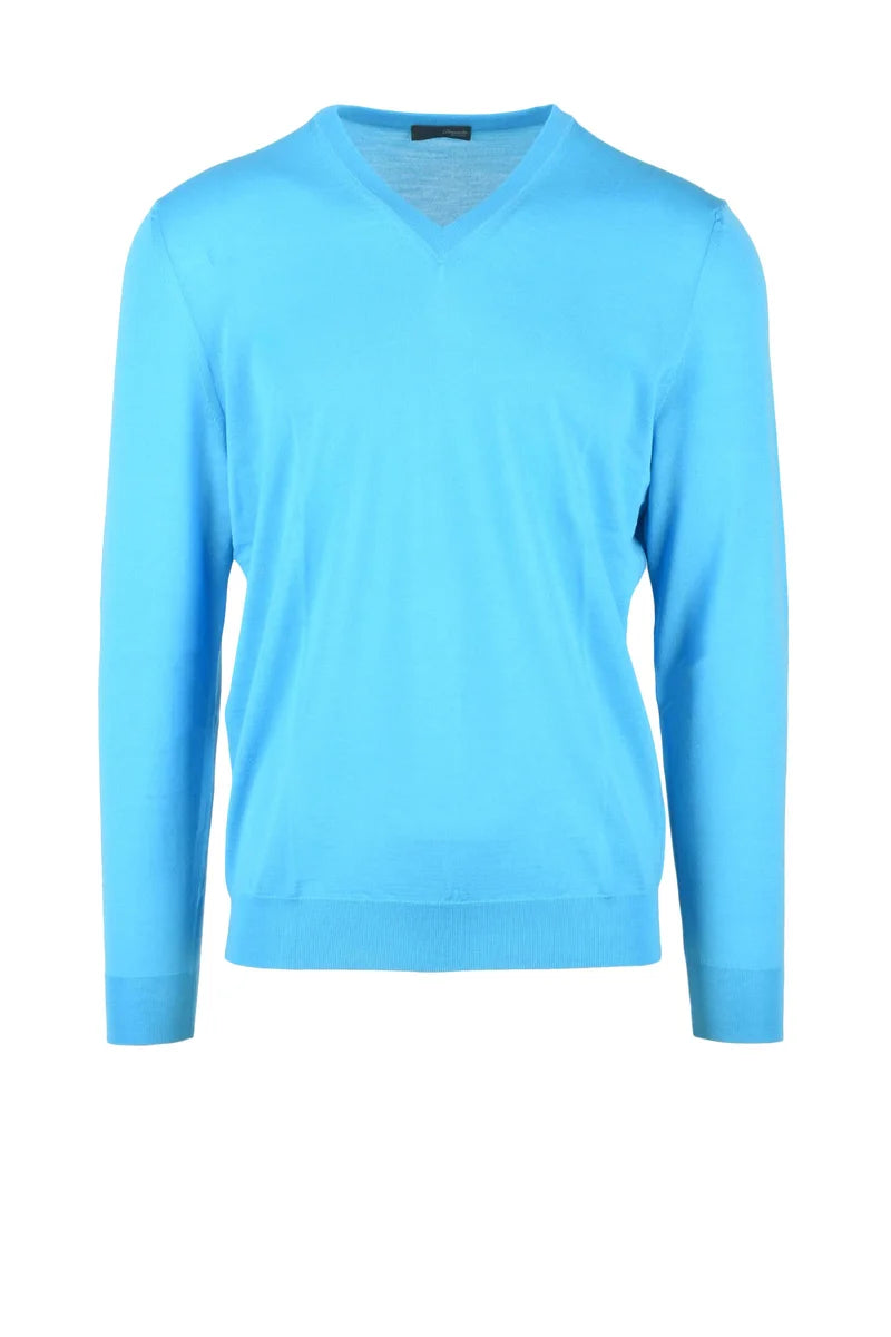 V-Neck Merino Wool Sweater - Light Blue
