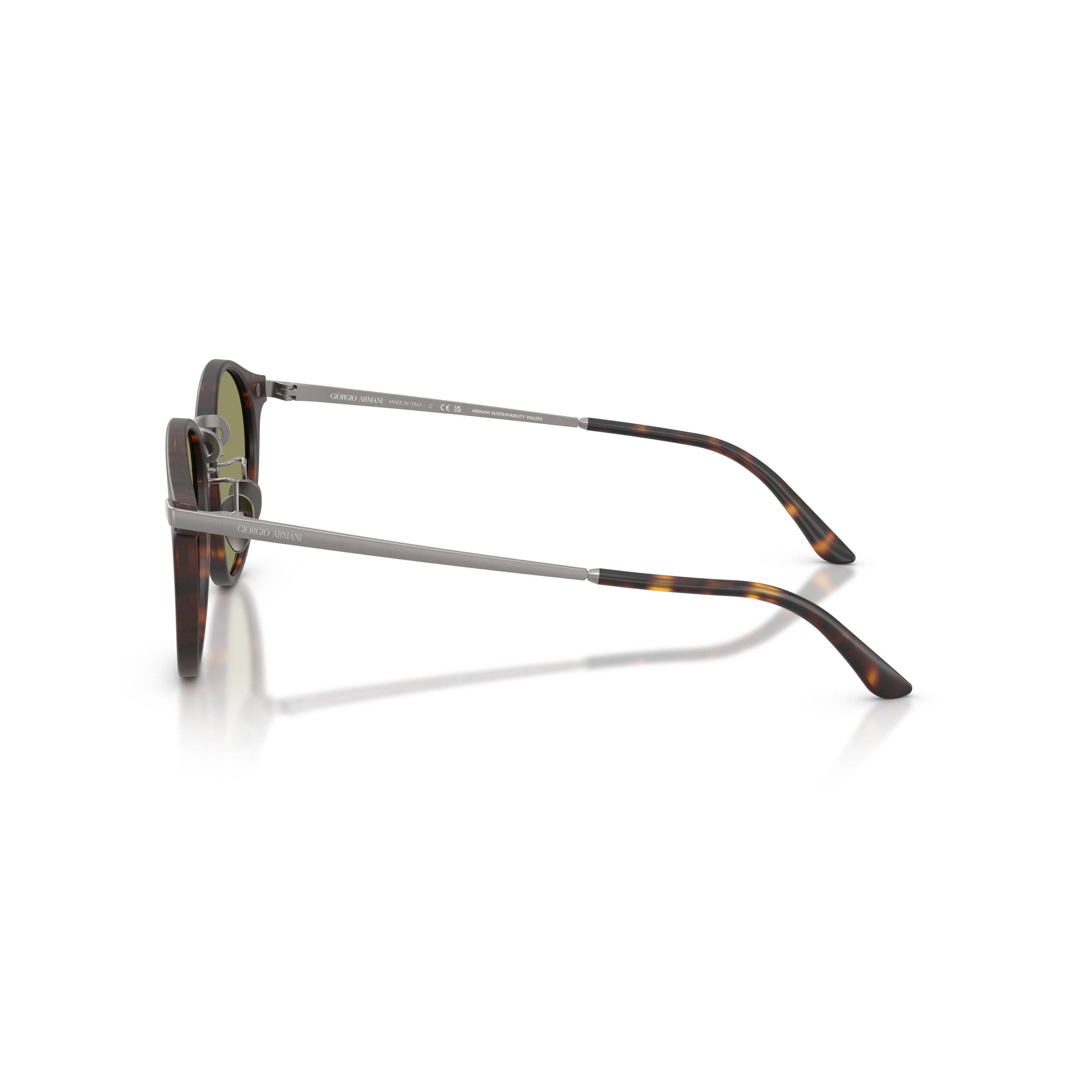 Round Tortoiseshell Acetate Sunglasses with Green-Tinted Lenses