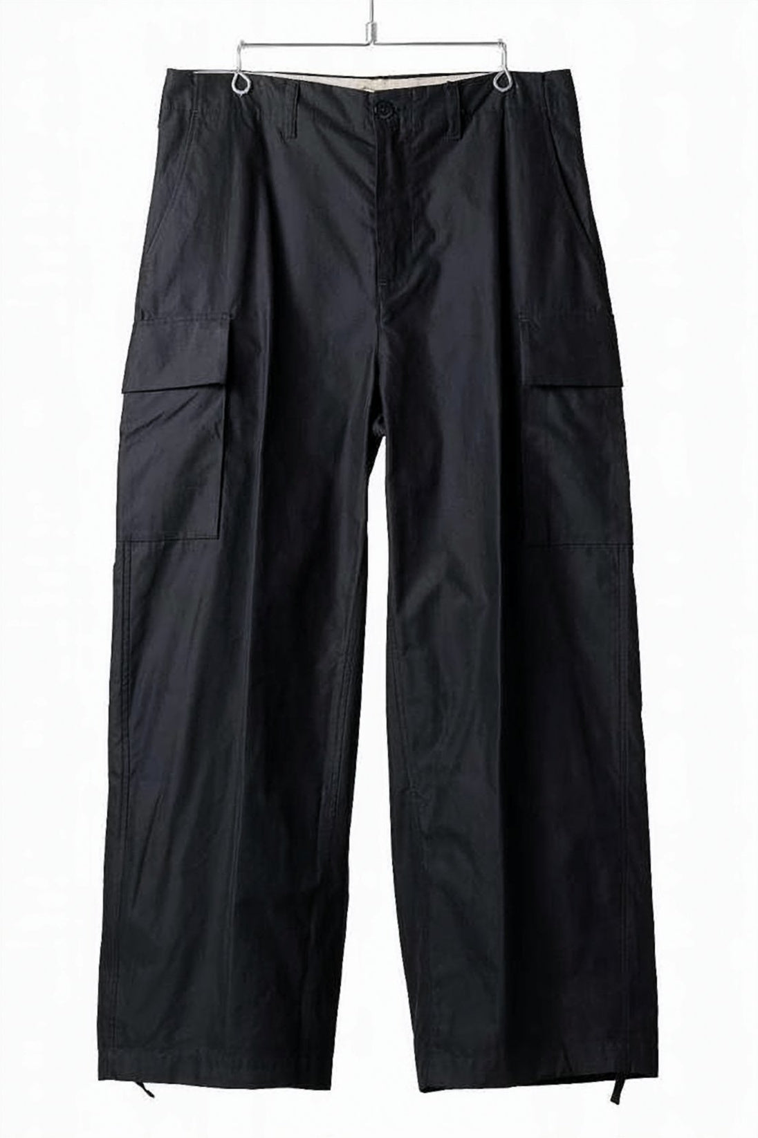 Straight Black Pants with Flap Pockets