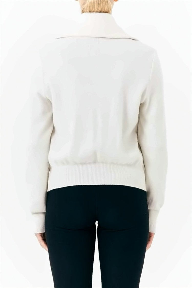Quilted Front Jacket with Knit Sleeves
