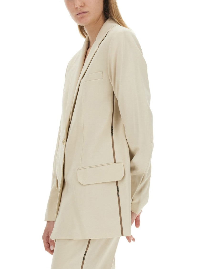 Tailored Jacket With Notched Lapel And Distinctive Logo