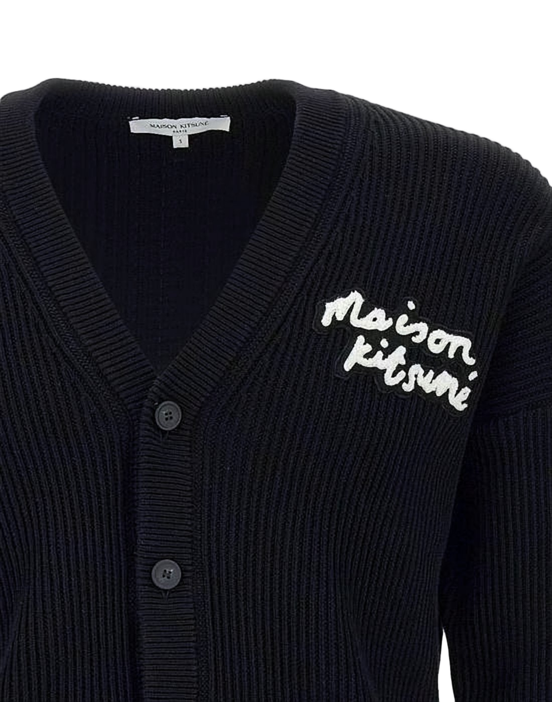 Ribbed Knit Cardigan with Embroidered Detail