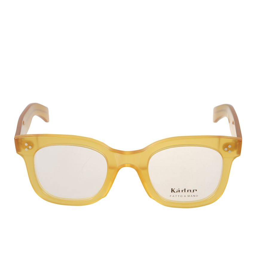 Heritage Translucent Amber-Yellow Acetate Square Frame Eyeglasses