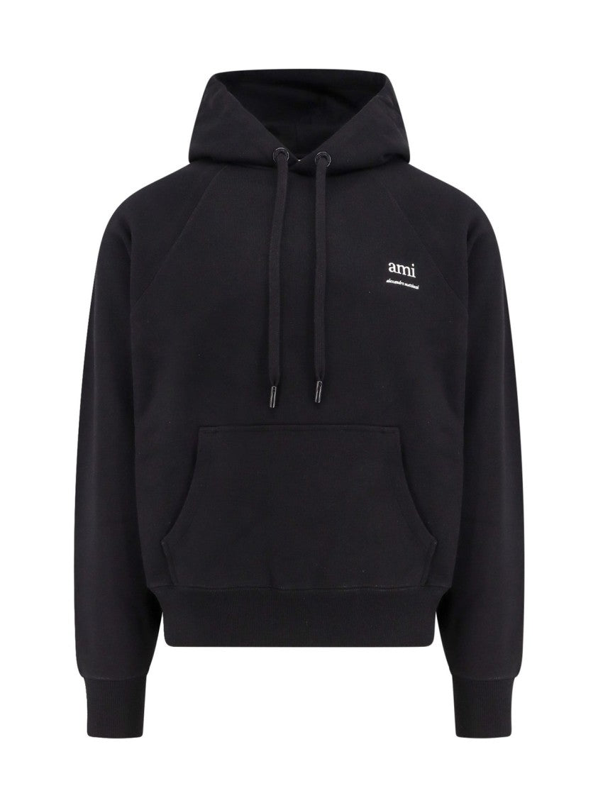 Classic Black Hoodie With Relaxed Fit And Embroidered Logo