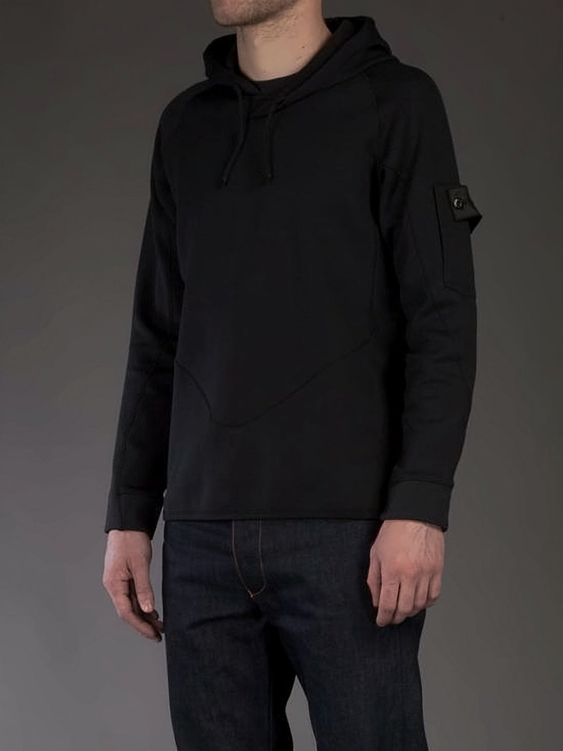 Textured Black Hooded Sweatshirt
