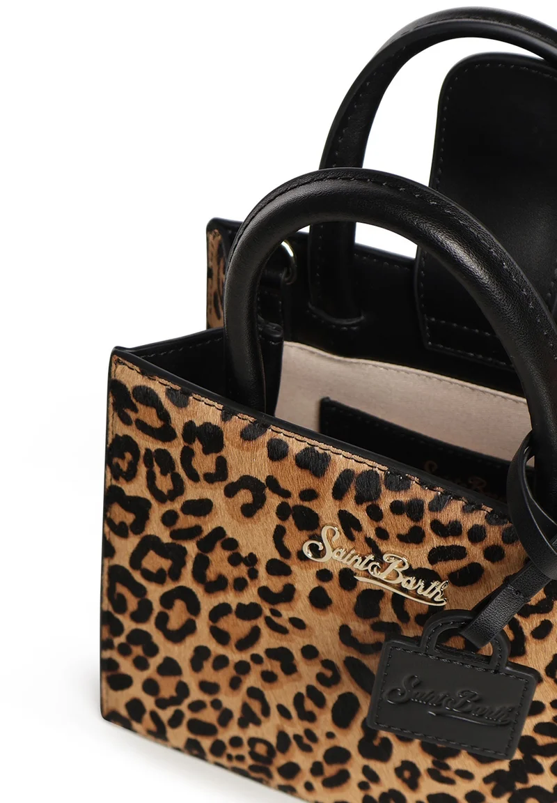 Structured Leopard Print Handbag with Versatile Carrying Options