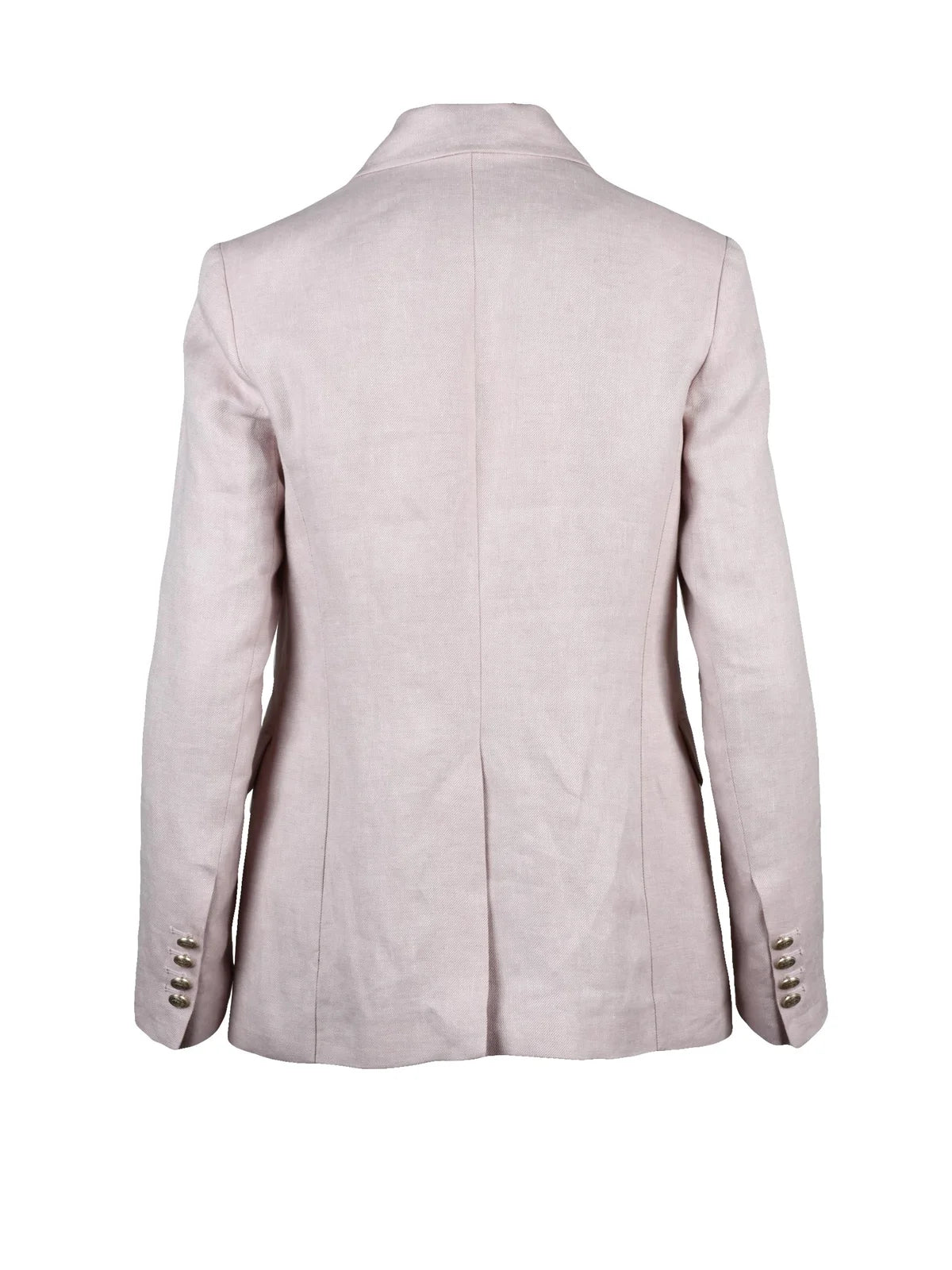 Pink Women Linen Double-Breasted Jacket