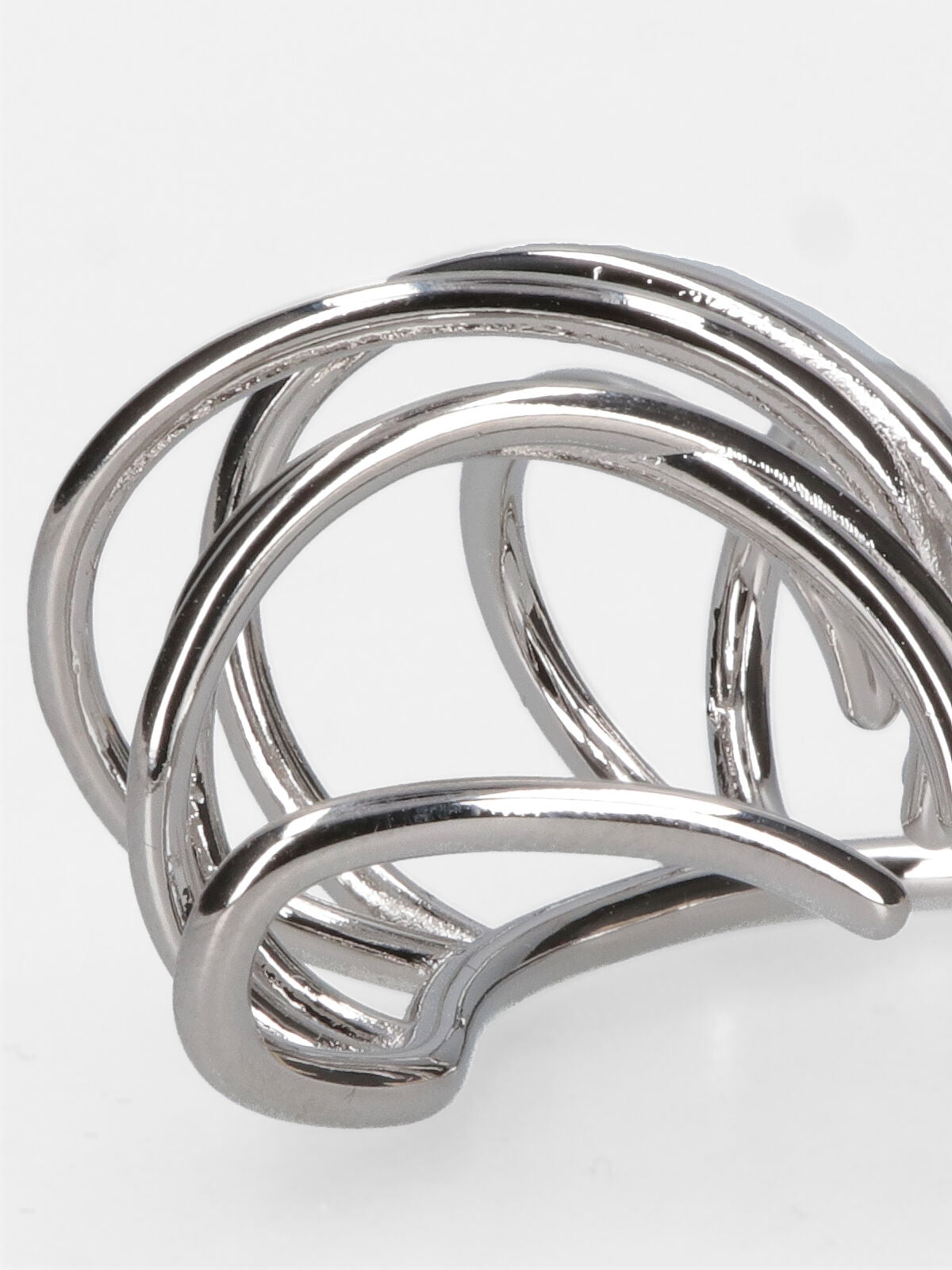 "Orbit" Ear Cuff In Silver-Plated Brass, Spiral Design.