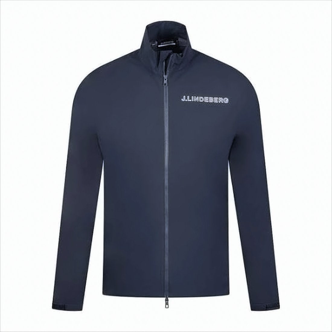 Fitted Blue Jacket with High Collar