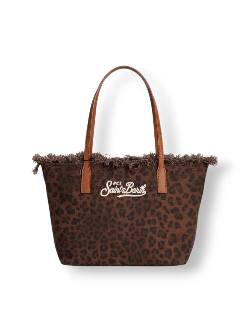 Medium Leopard Print Tote Bag With Fringed Edge