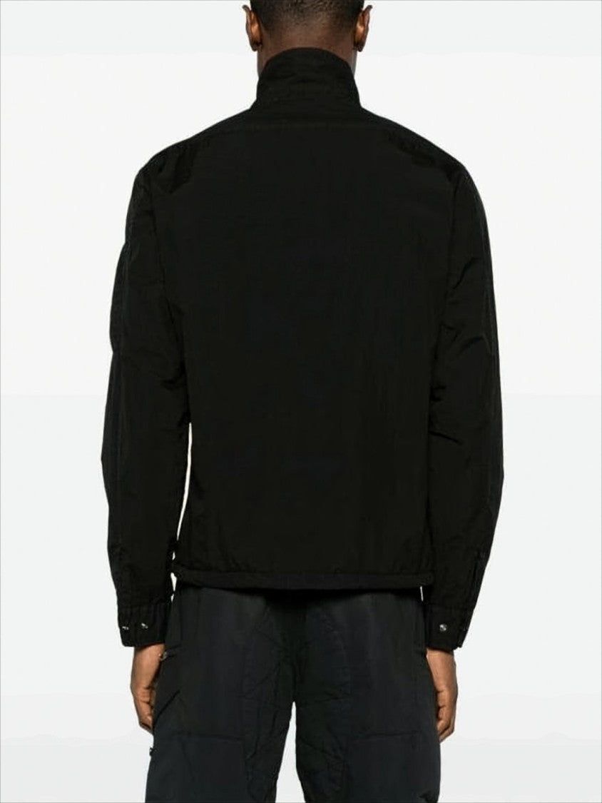 High-Collar Black Polyamide Casual Jacket