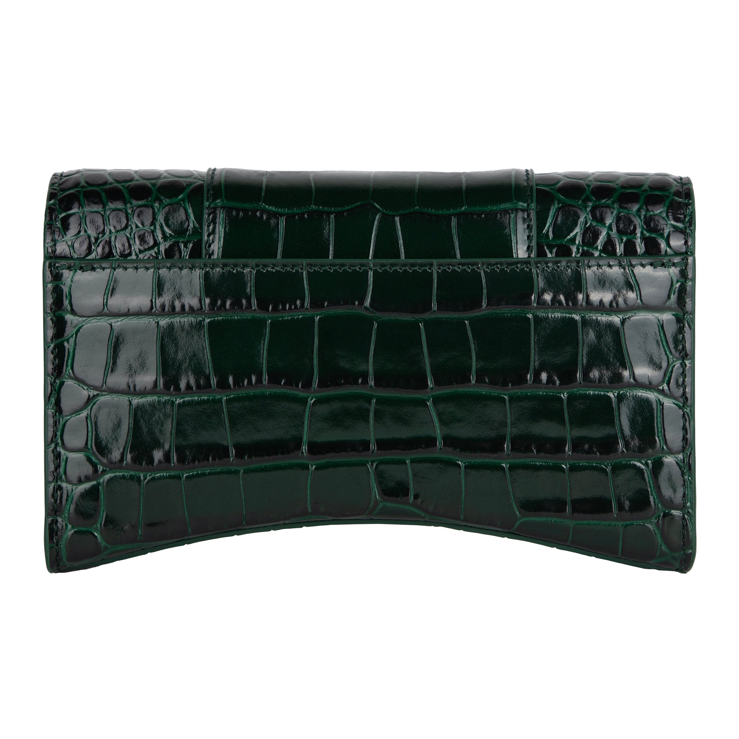 Hourglass Embossed Croco Wallet On Chain
