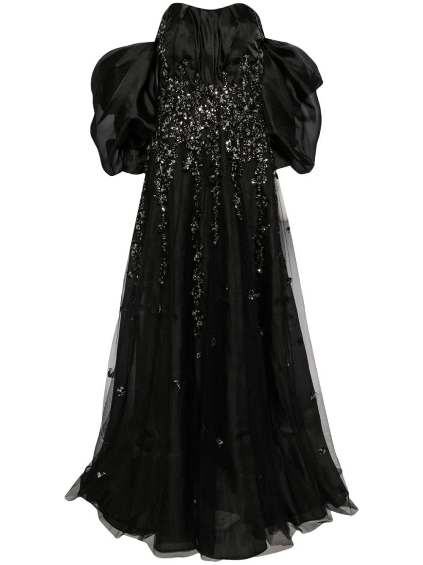 Organza Dress With Dotted Beading