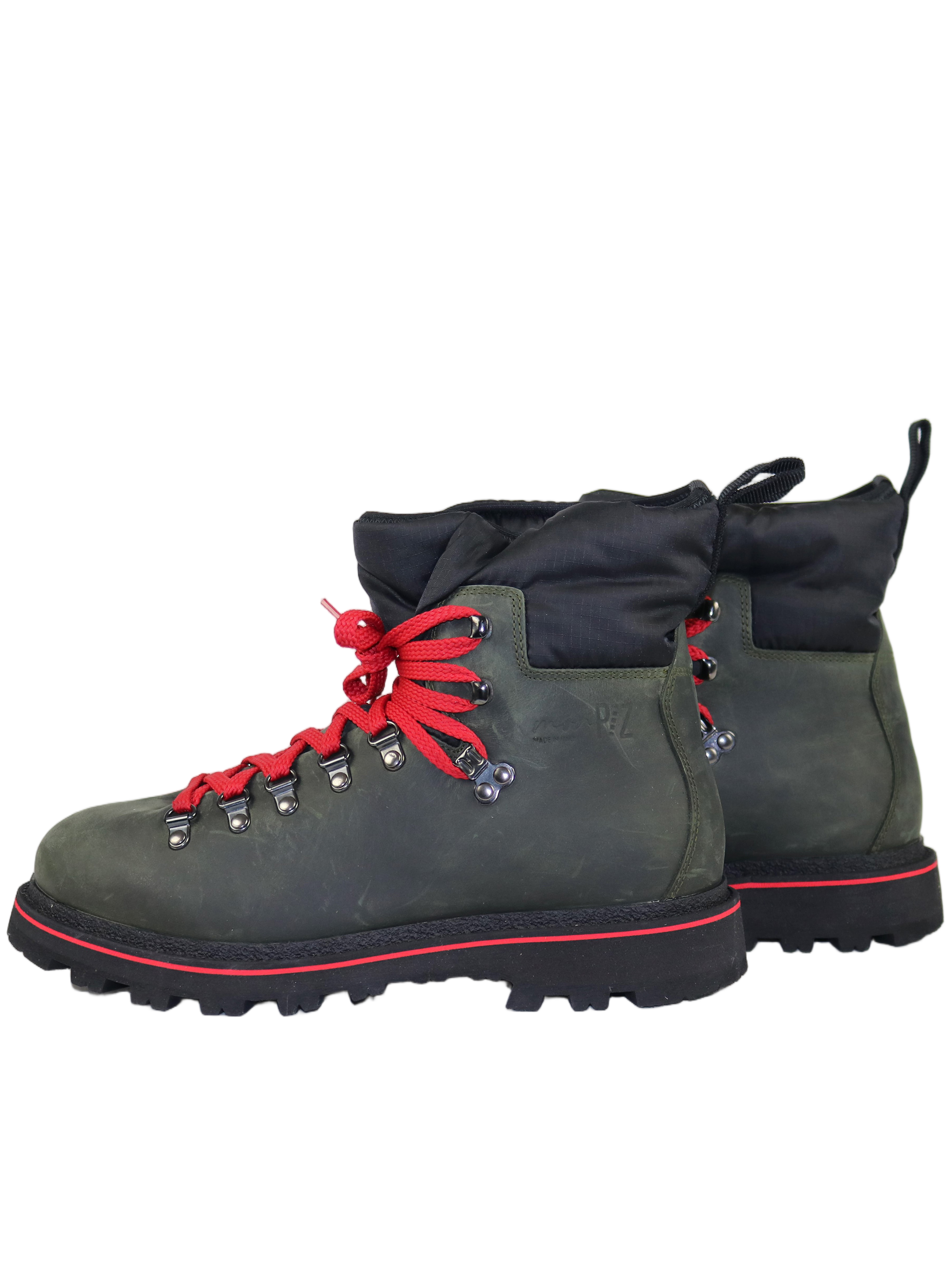 Dark Olive Green Groste Leather Ski Snow Boots