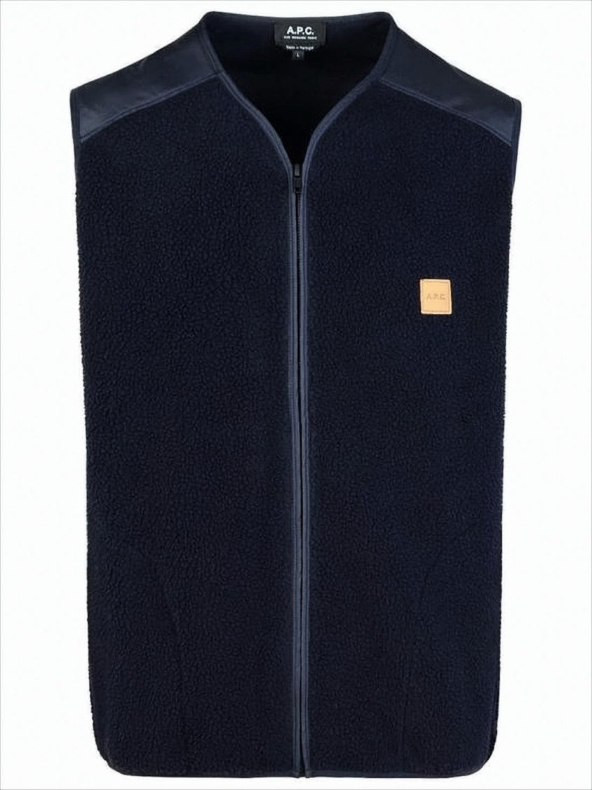 Textured Black Sleeveless Vest with Contrasting Panels