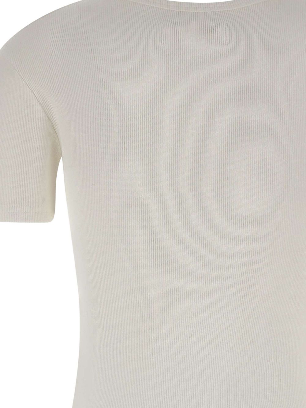 Off-White Ribbed Button Orb Top