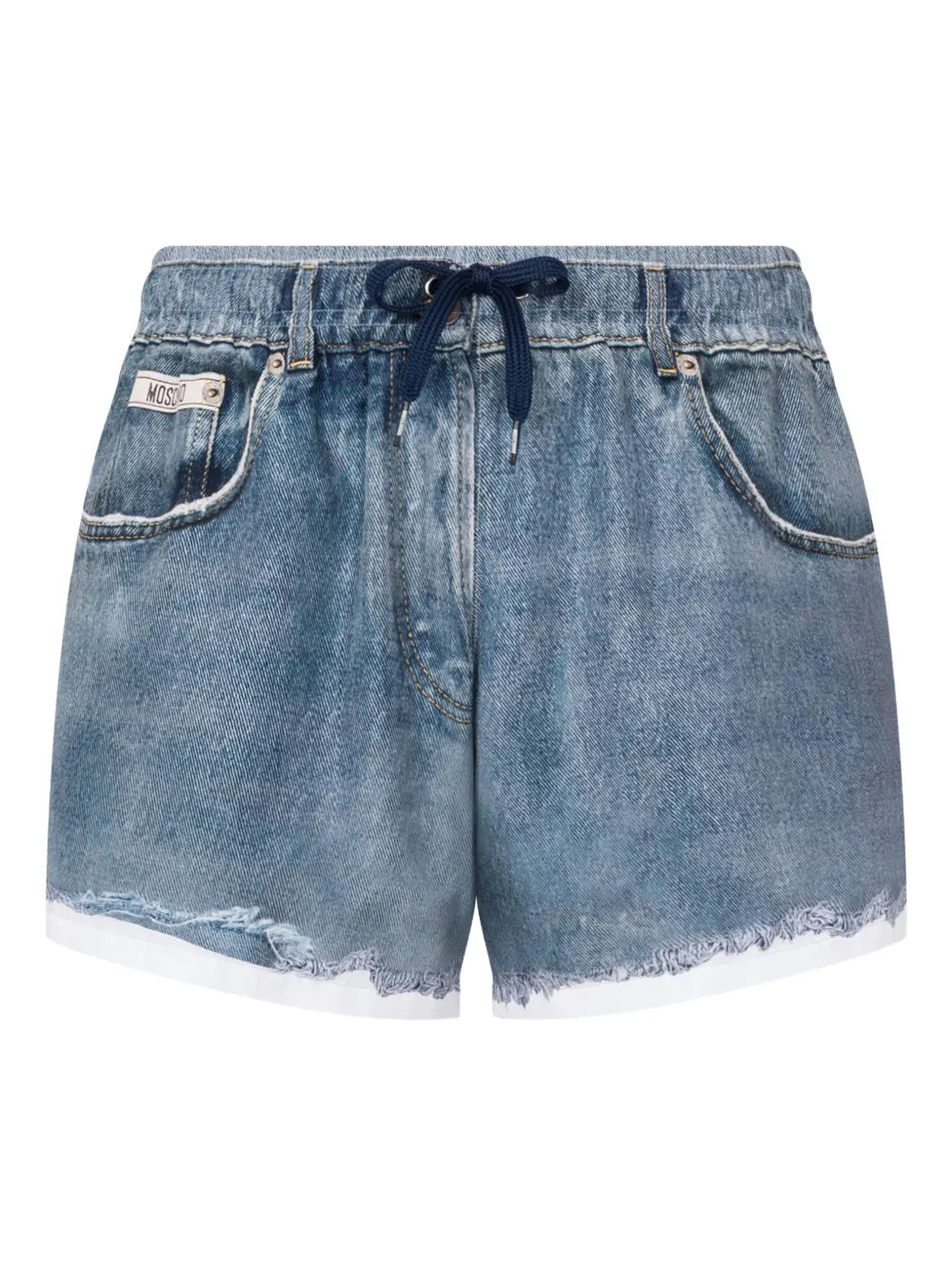 Faded Blue Casual Shorts With Distressed Hem