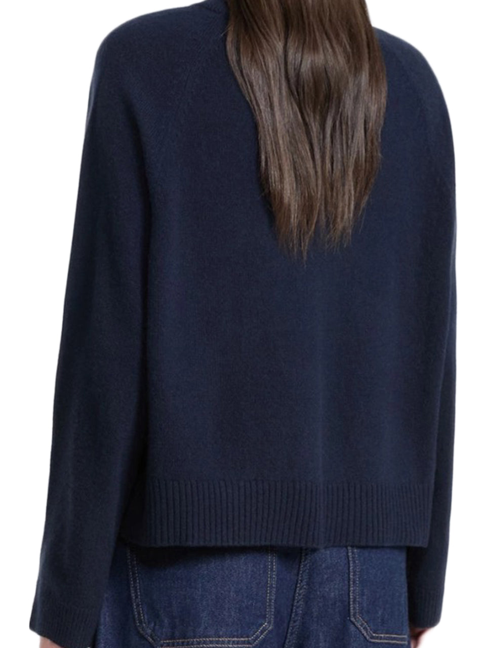 Classic Black V-Neck Cashmere Sweater with Cropped Silhouette