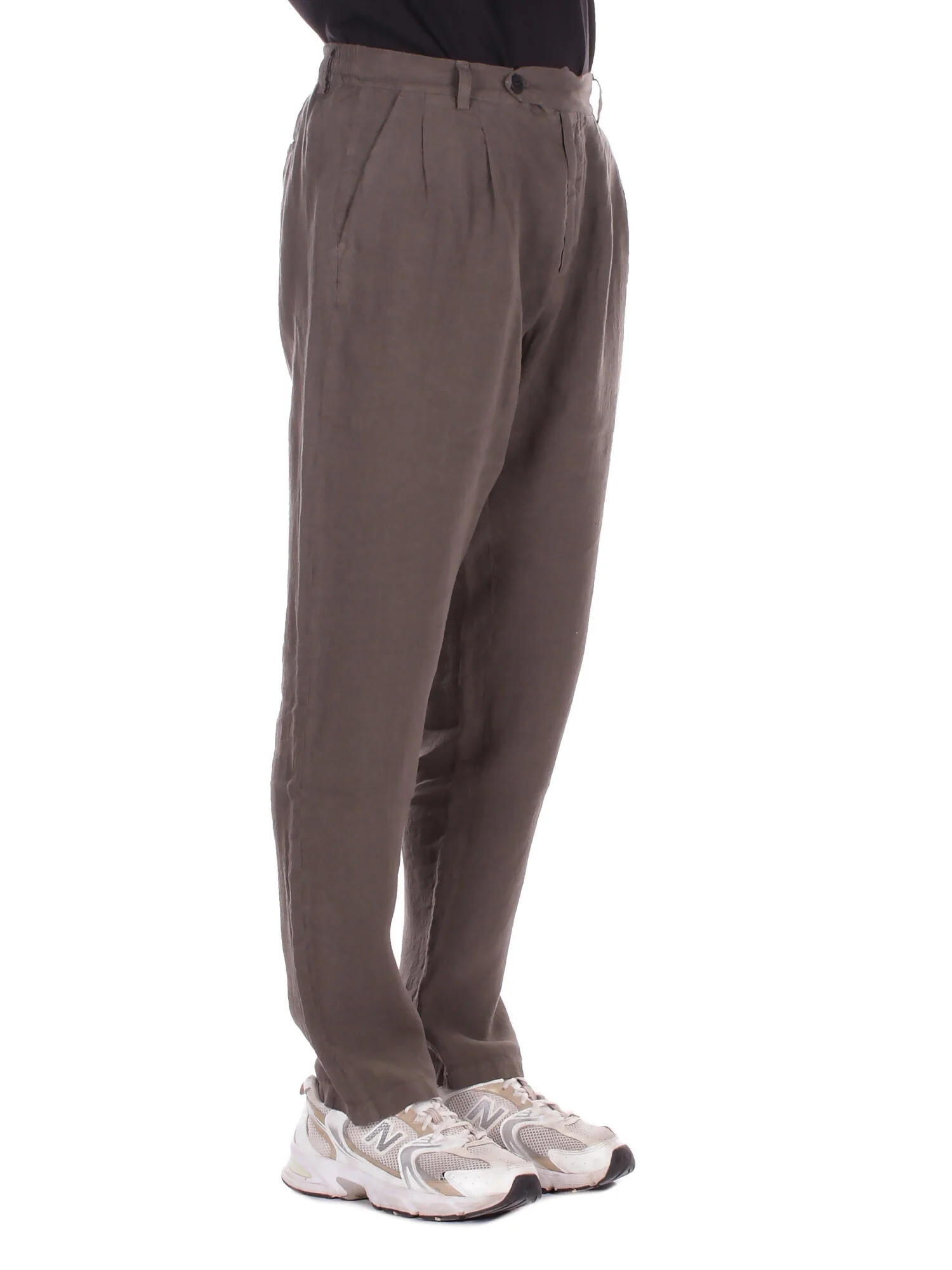 Relaxed Fit Tapered Leg Pants with Button Detailing
