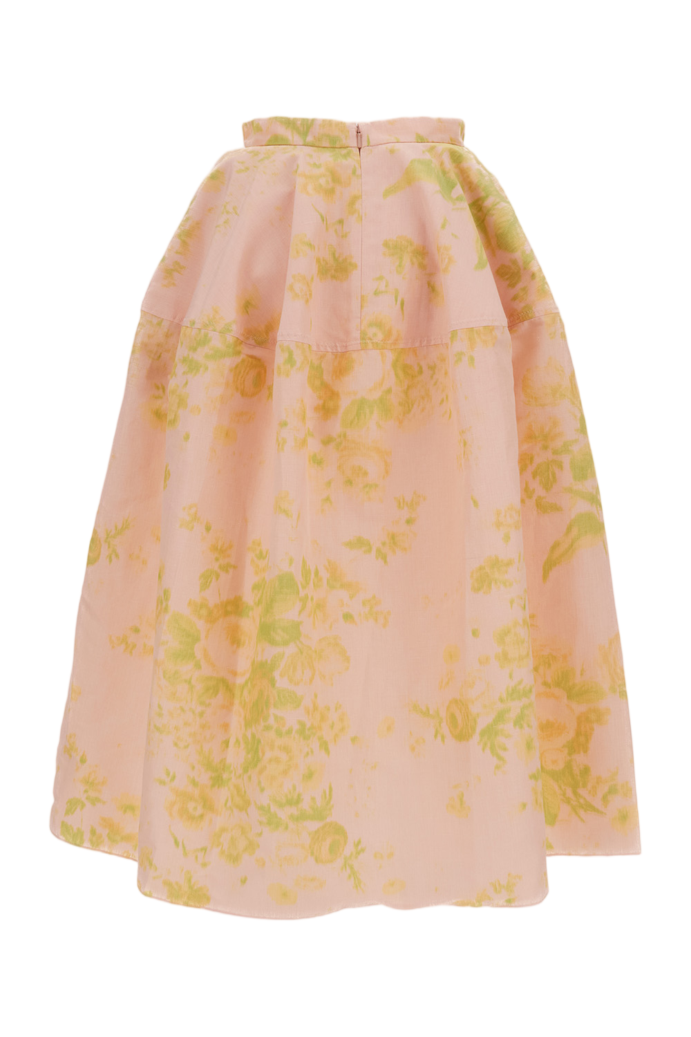 Floral Print Linen Chine Midi Full Skirt