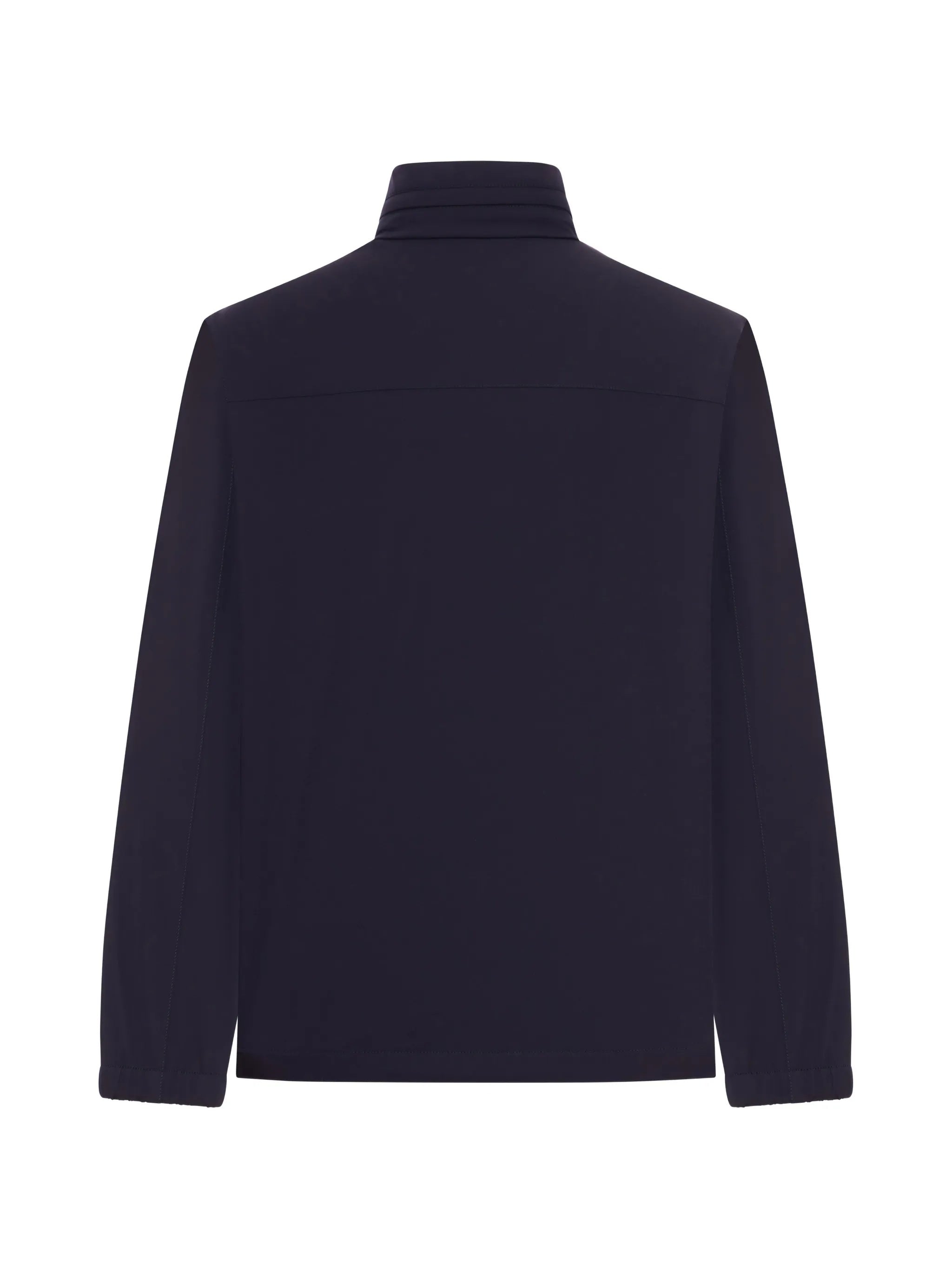 Minimalist Blue High Collar Buckle Jacket