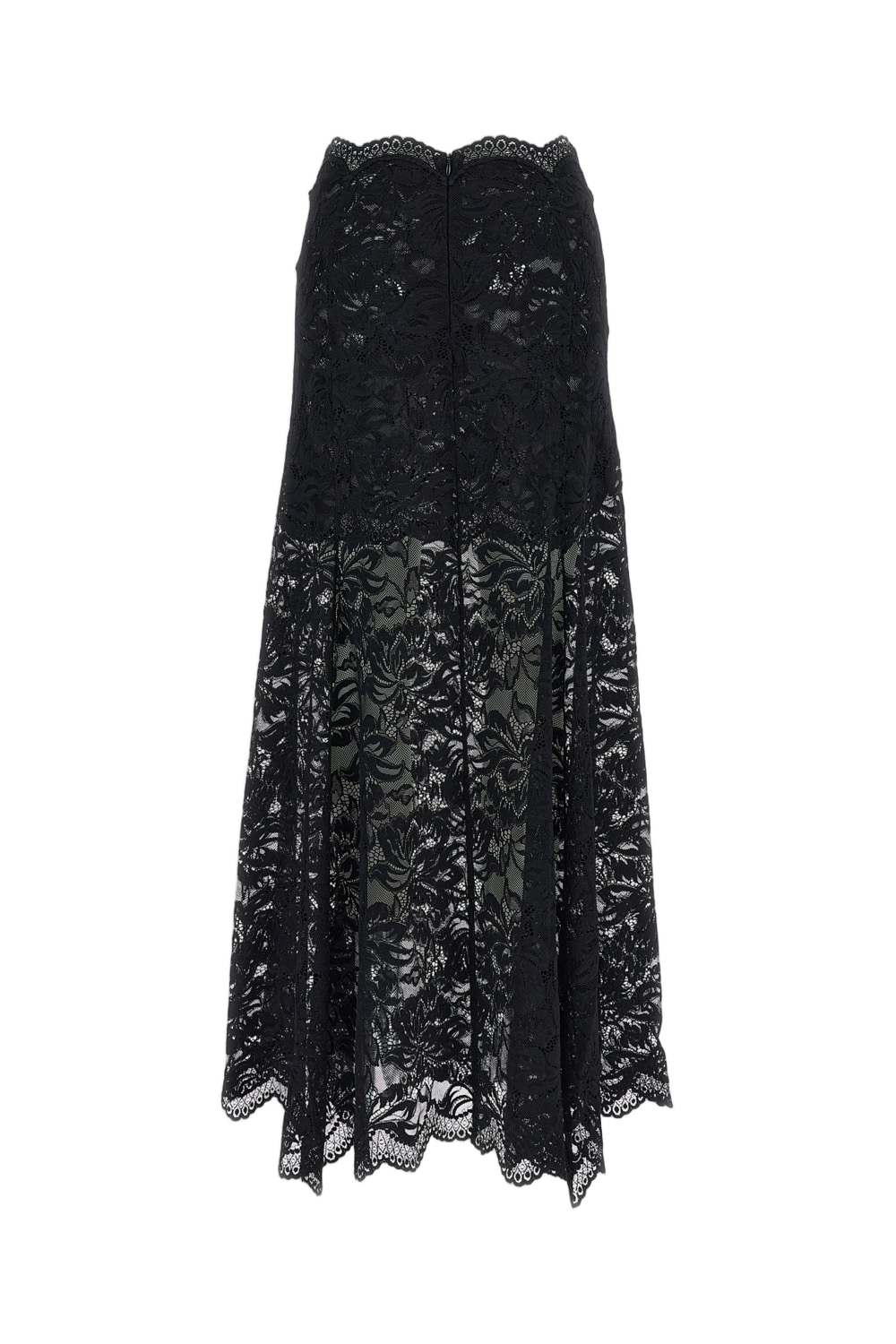 Ankle-Length Midi Skirt With Lace-Worked Pattern