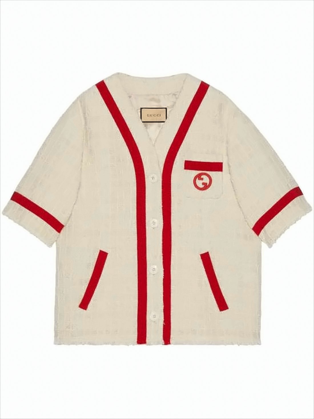 Textured Cream Short-Sleeved Jacket