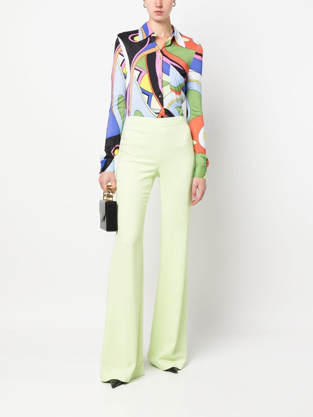 Flared High-Waisted Trousers