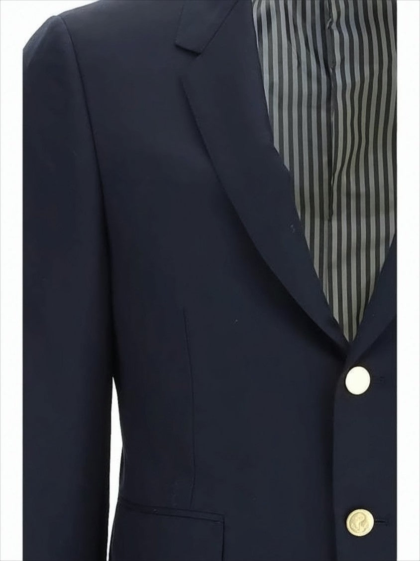 Tailored Black Wool Suit Jacket with Notched Lapel