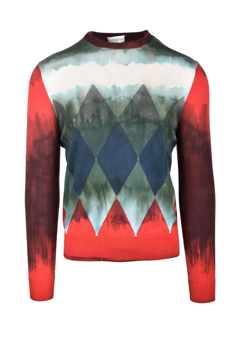 Argyle Patterned Knit Sweater