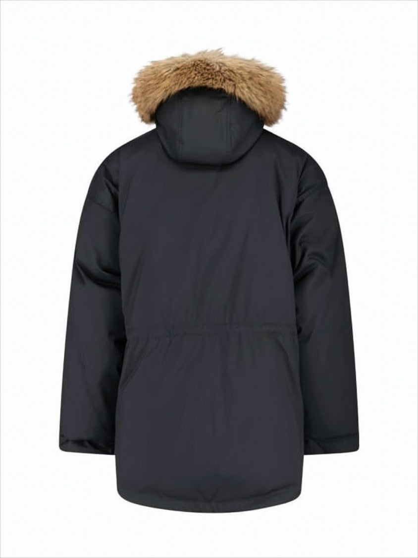 Down Jacket with Detachable Fur-Trimmed Hood