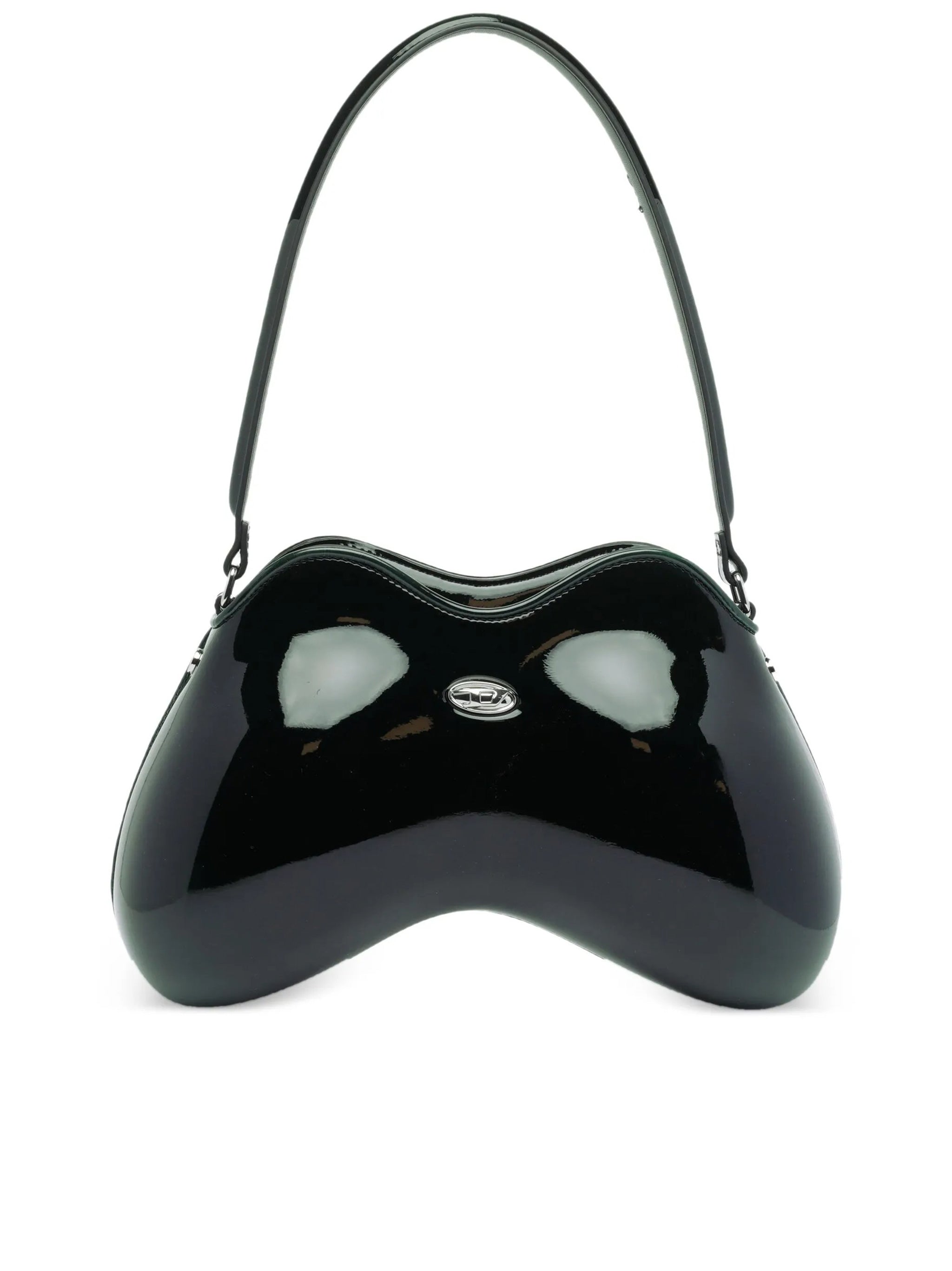 Black Play Double-D Curved Patent Handbag