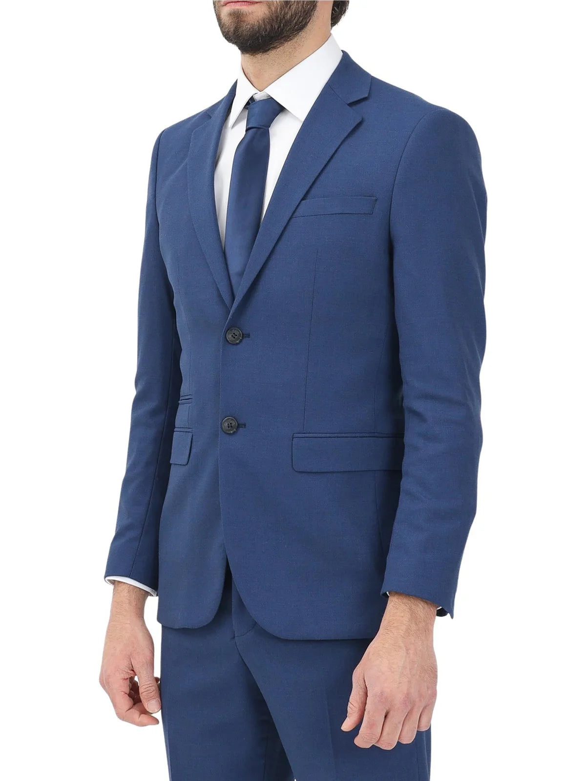 Blue Wool Polyester Viscose Tailored Jacket