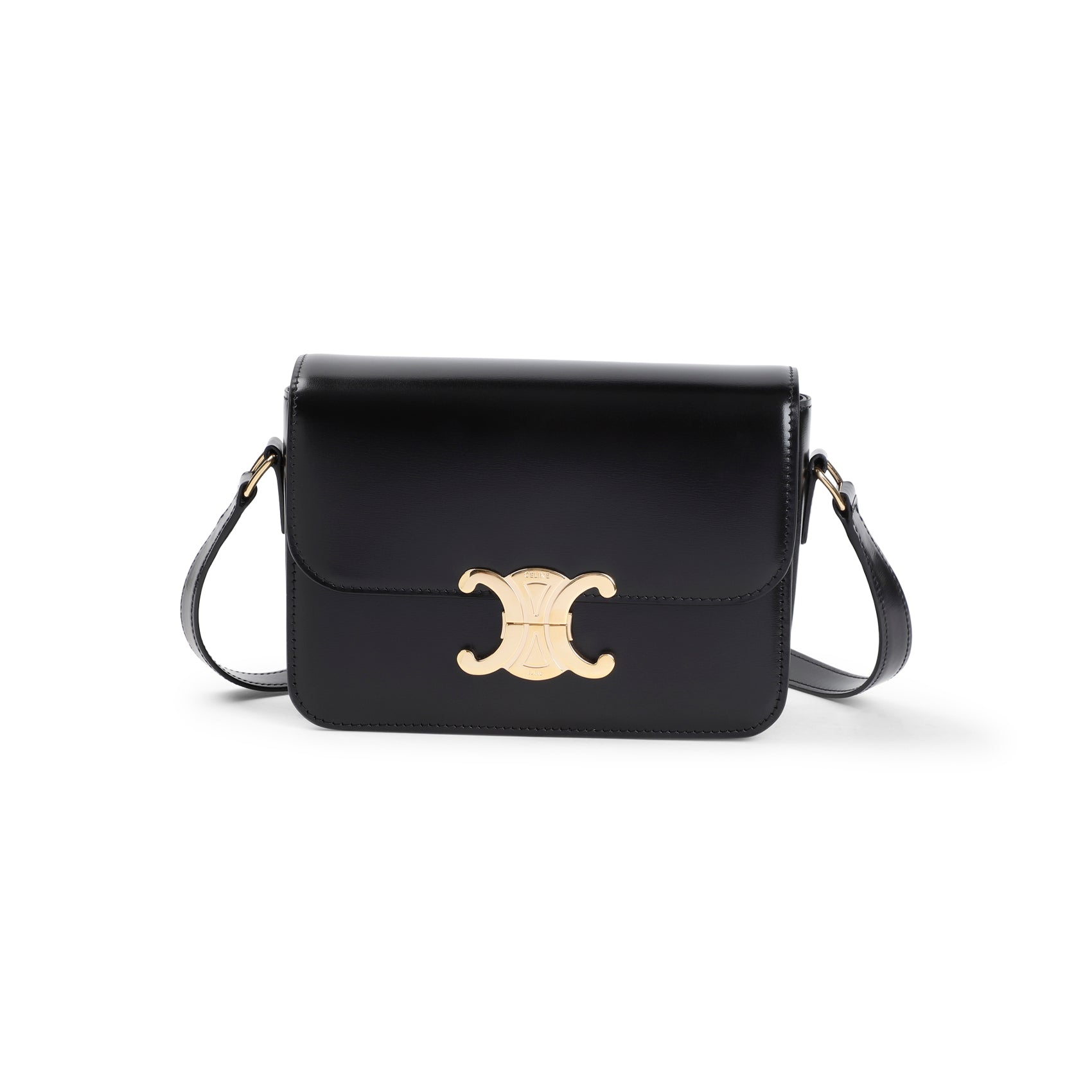 Structured Black Calfskin Shoulder Bag