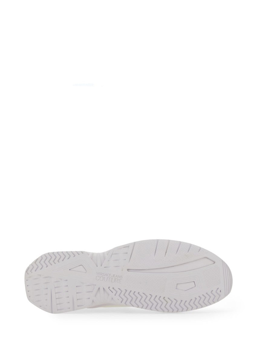 White Sneakers With Bold Logo And Textured Upper