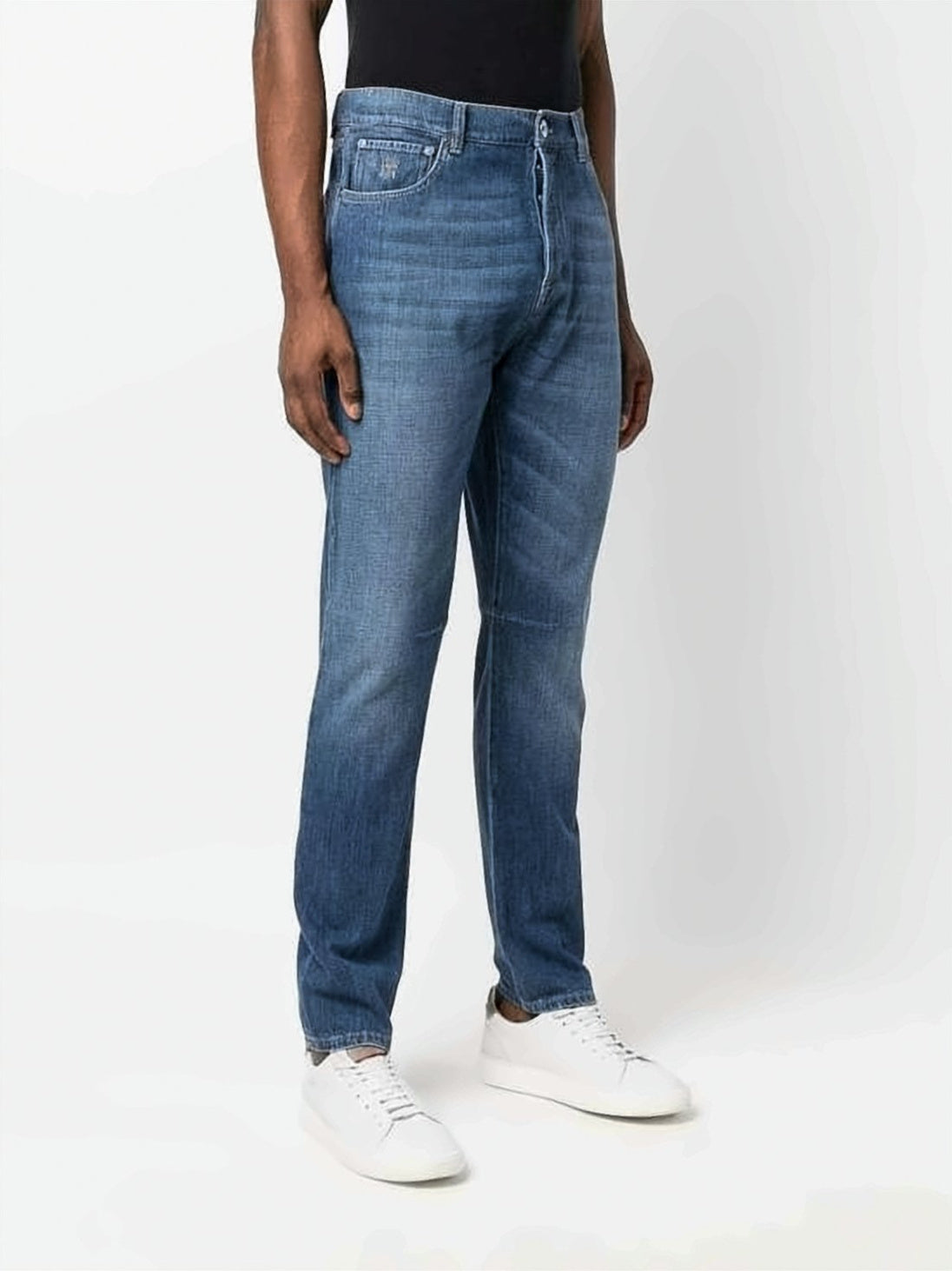 Medium Wash Straight-Leg Denim Pants
