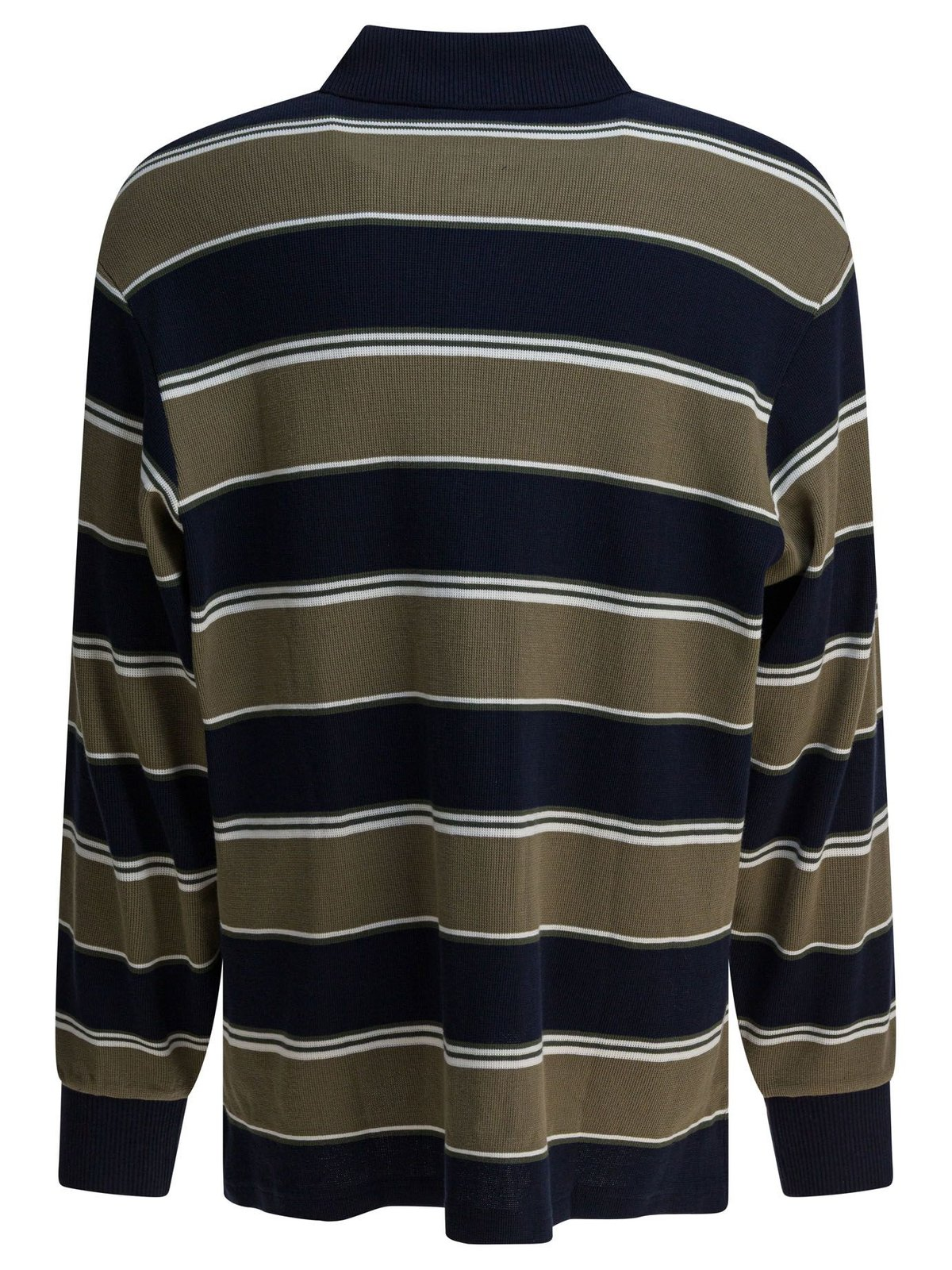 Horizontal Stripe Long Sleeve Polo Shirt