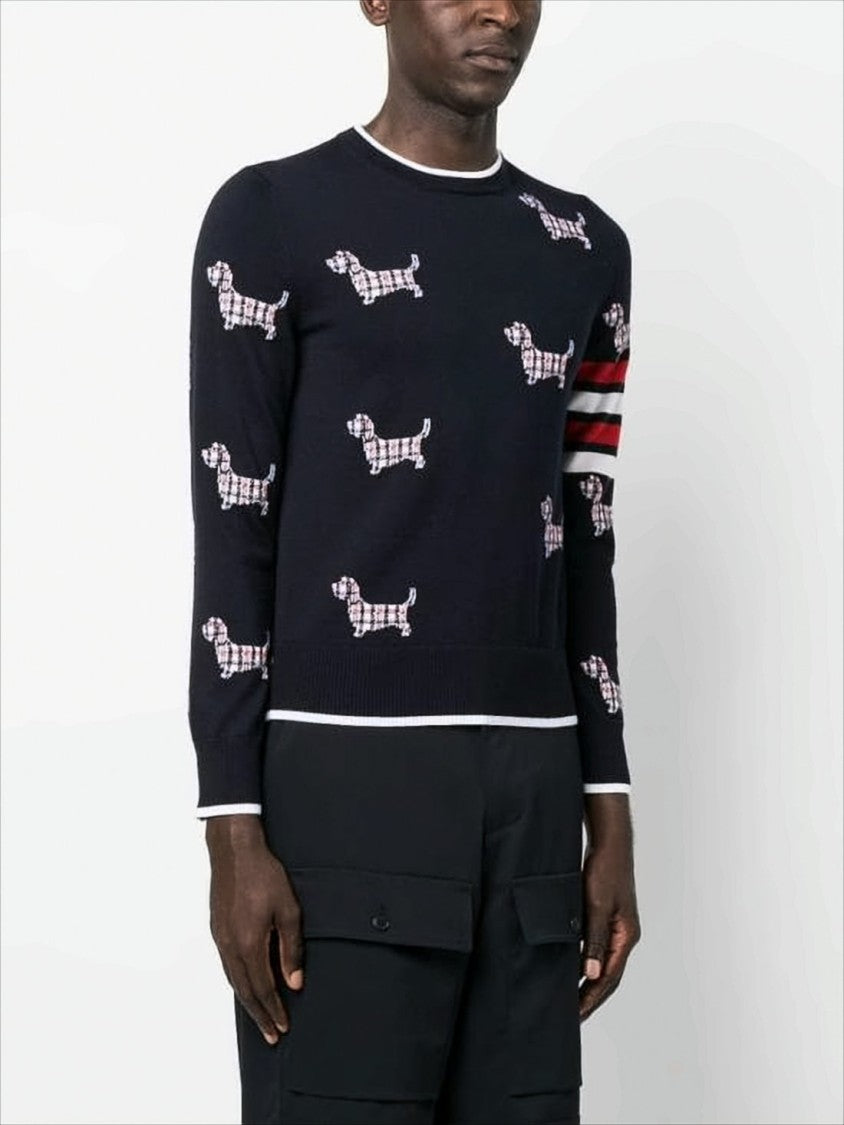 Playful Wool Blend Sweater with Dog Motifs